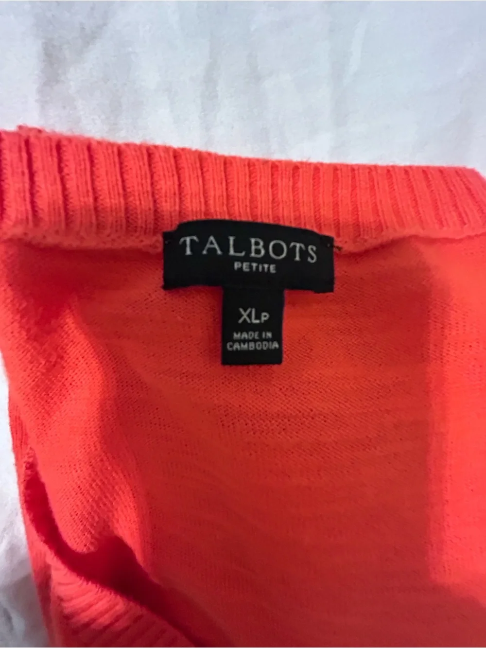 Talbots Orange V-Neck Lightweight Cotton Sweater